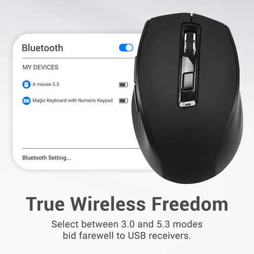 6 Button Dual Mode 2.4G Bluetooth 5.3 Ergonomic Wireless Mouse