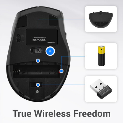 6 Button Dual Mode 2.4G Bluetooth 5.3 Ergonomic Wireless Mouse