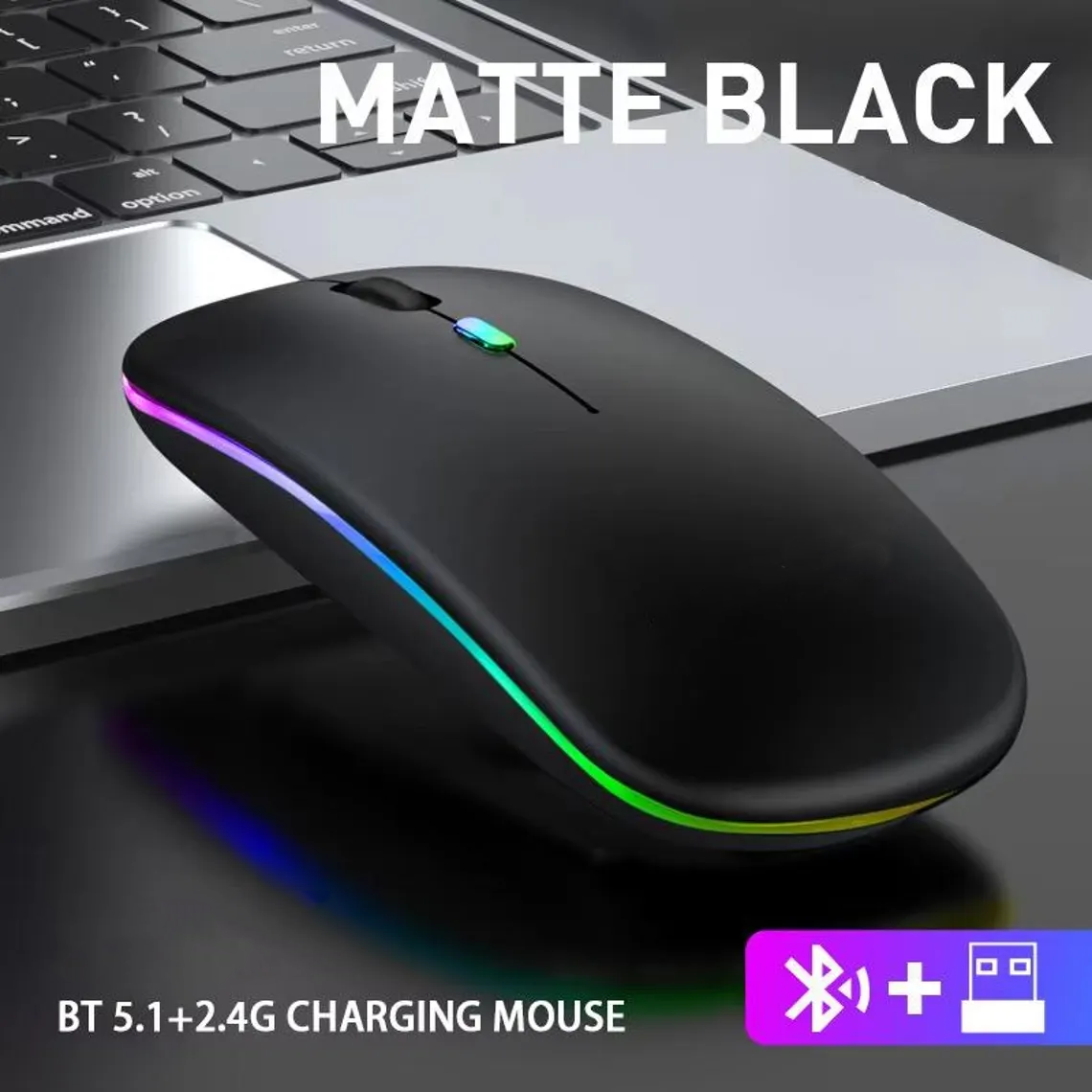 RGB Breathing Light USB-C Recharge Silent Wireless Mouse