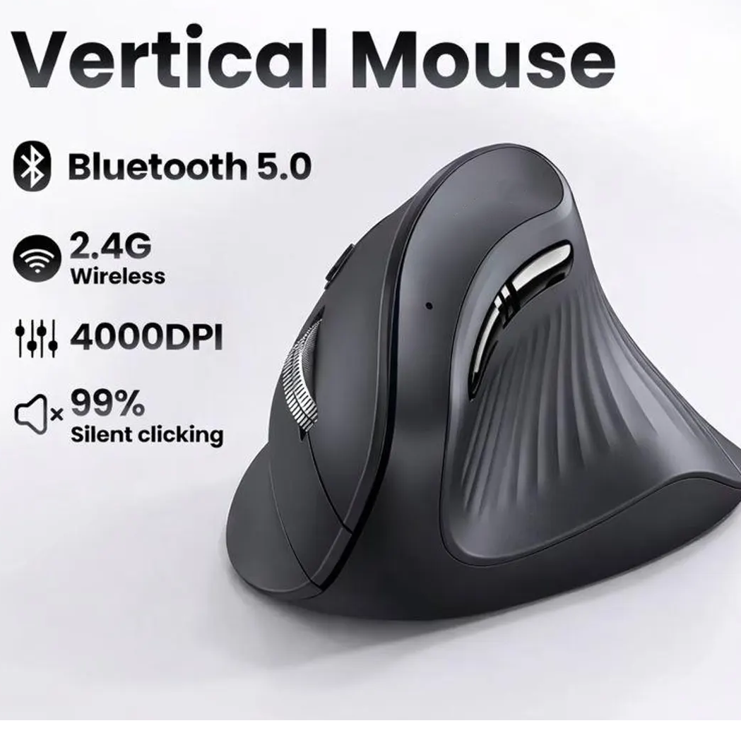 6 Button Dual Mode 2.4G Bluetooth 5.3 Ergonomic Wireless Mouse