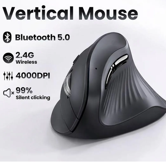 6 Button Dual Mode 2.4G Bluetooth 5.3 Ergonomic Wireless Mouse