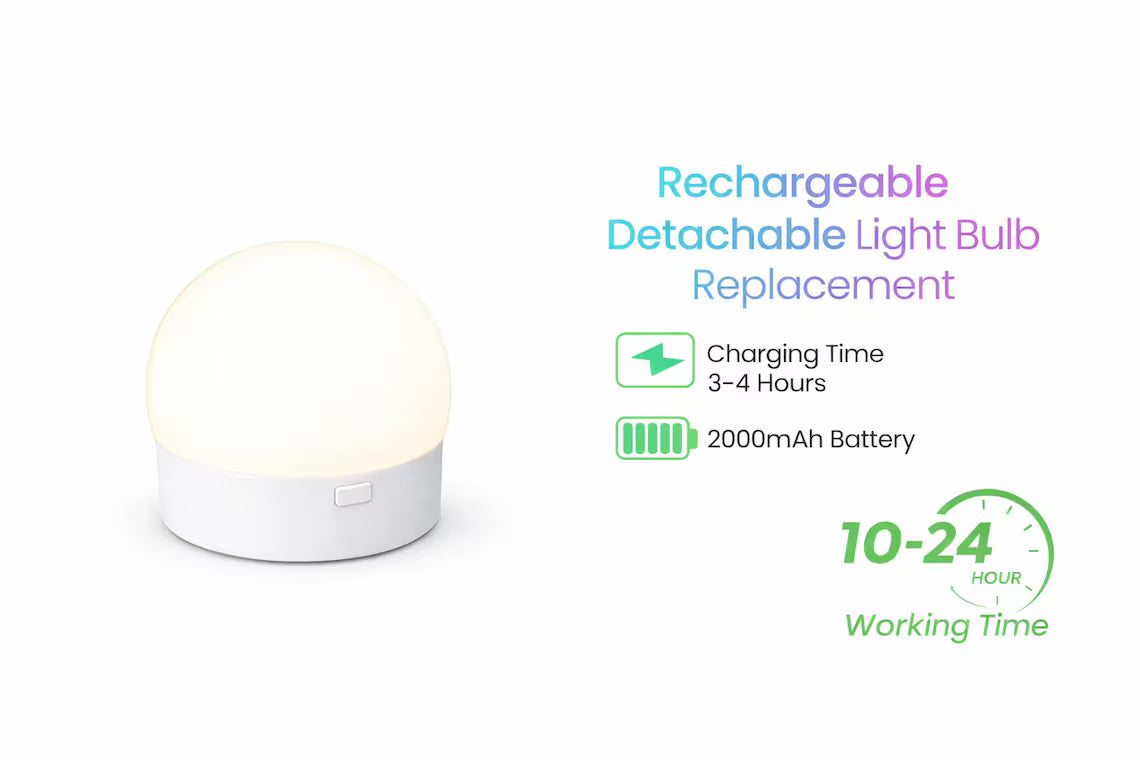 Magnetic USB-C Rechargeable Cordless LED Replacement Lamp Bulb