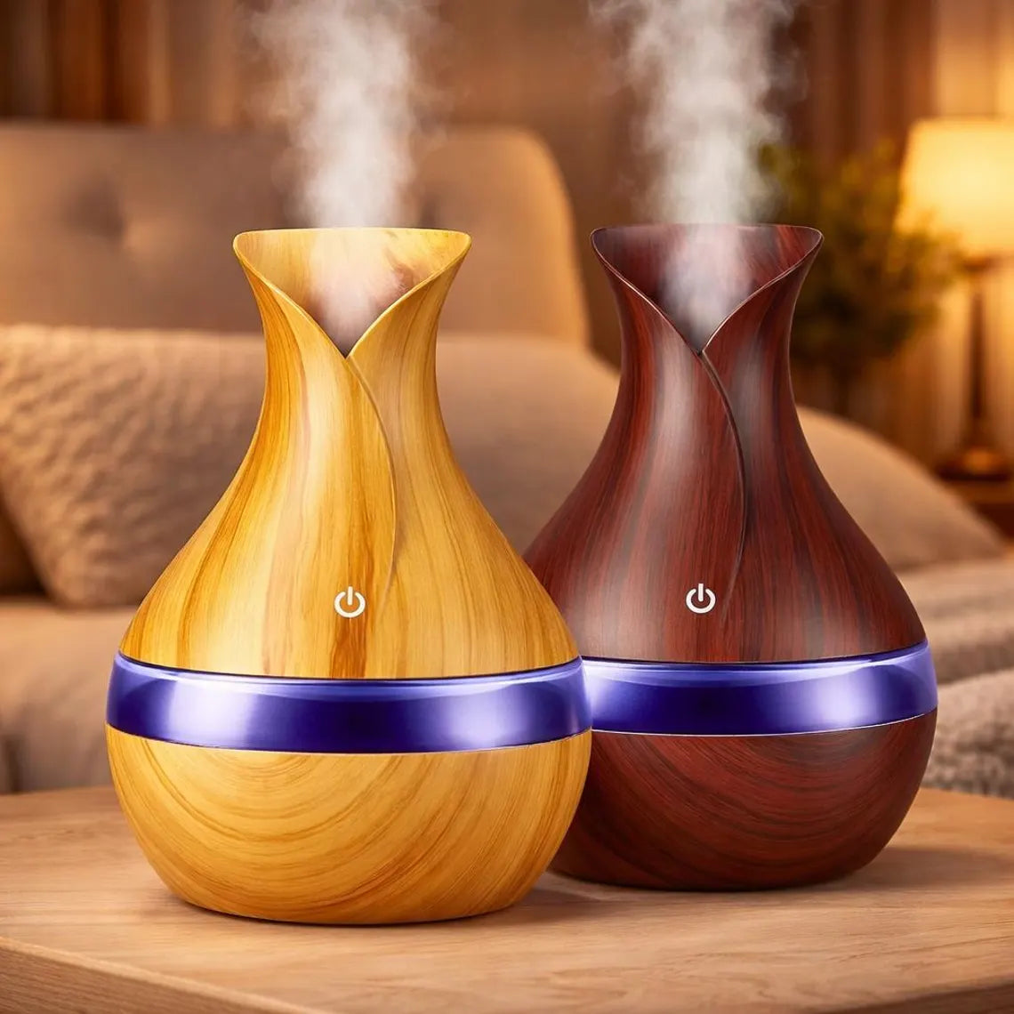 300ml Wood Grain Remote Control Aroma Humidifier Diffuser