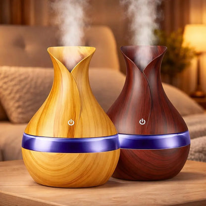 300ml Wood Grain Remote Control Aroma Humidifier Diffuser