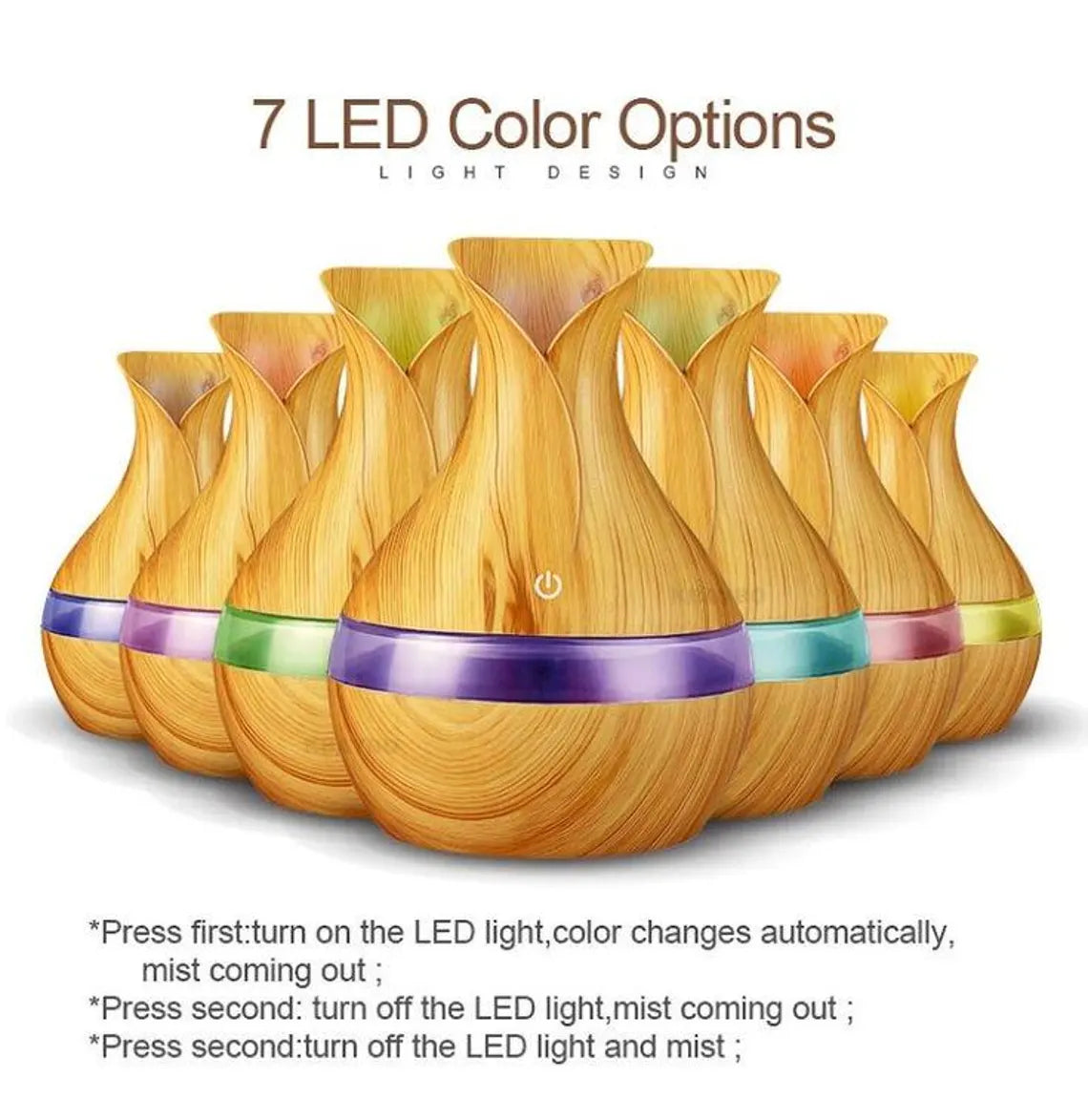 300ml Wood Grain Remote Control Aroma Humidifier Diffuser