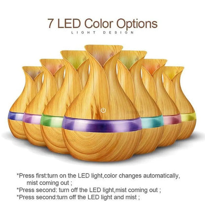 300ml Wood Grain Remote Control Aroma Humidifier Diffuser