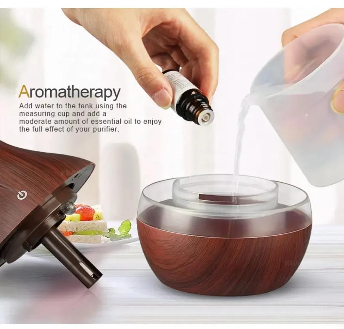 300ml Wood Grain Remote Control Aroma Humidifier Diffuser