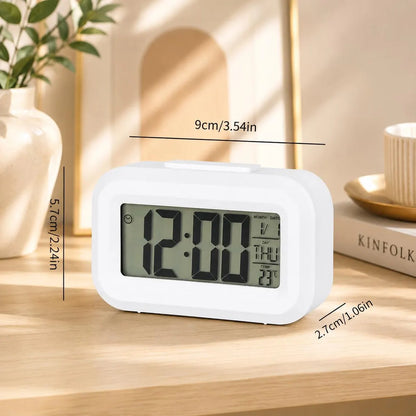 Compact Silent Digital Alarm Clock with Temperature Display