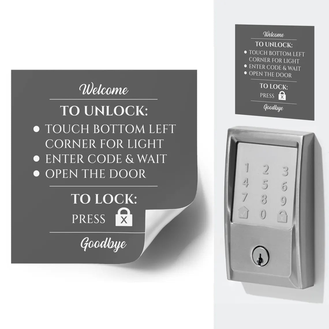 Waterproof Smart Lock Operation Instruction Sticker