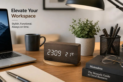 Voice Activated Wooden LED Digital Alarm Clock