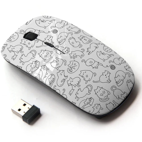 Cute Cat Line Art 2.4G Wireless Optical Mouse